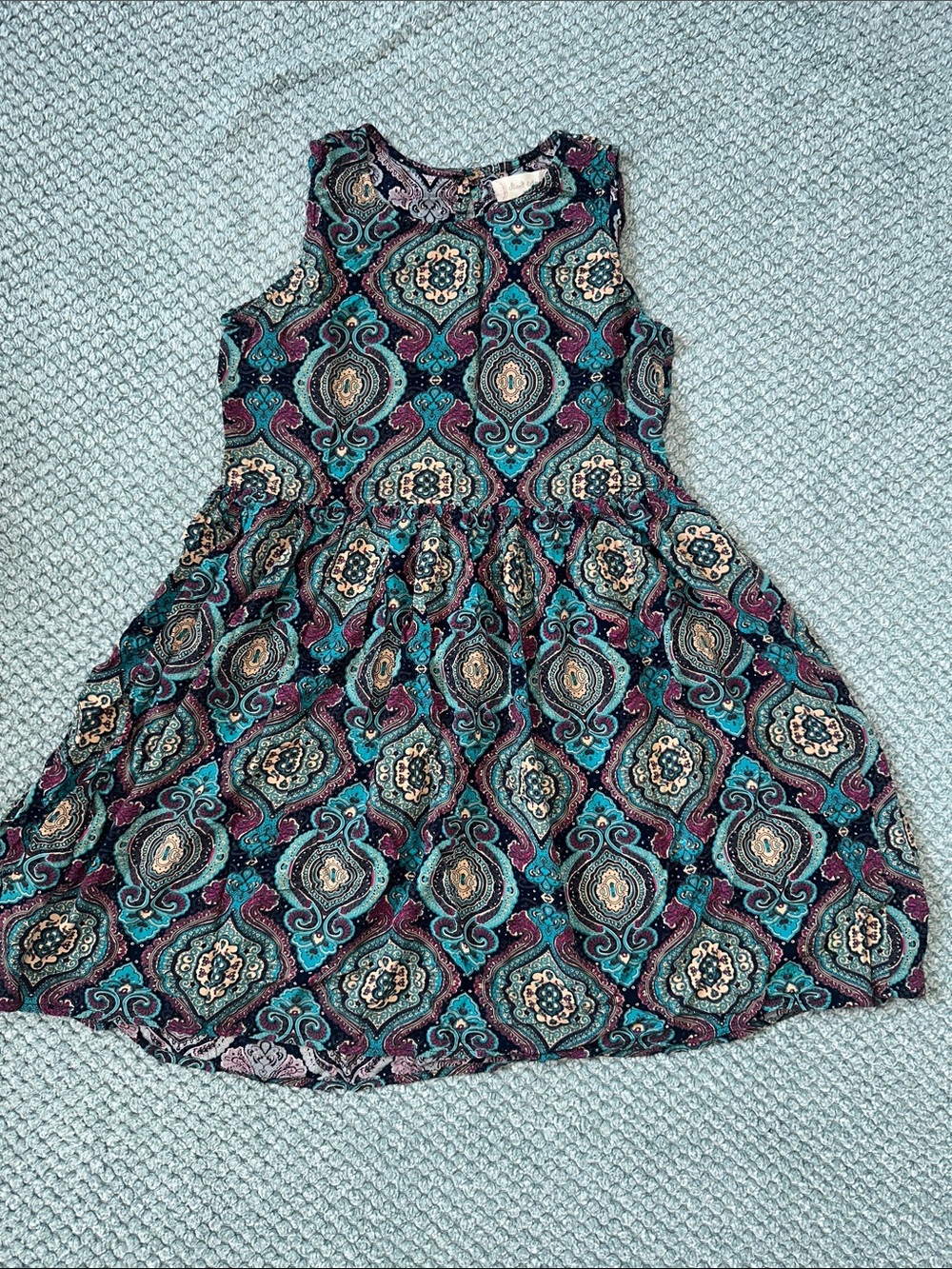 Altar'd State Teal & Purple Medallion Sleeveless Dress